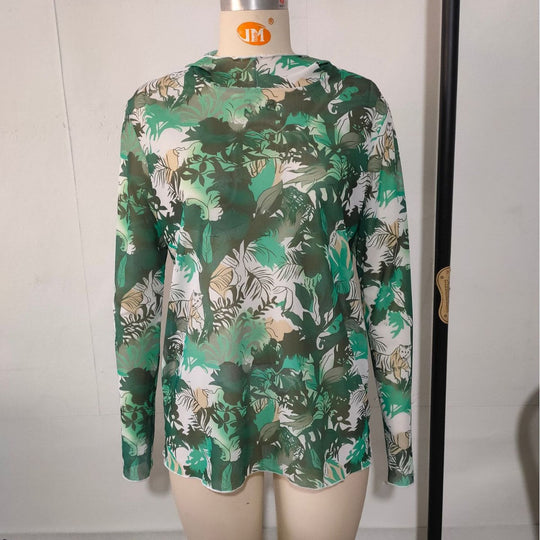 Herren Langarm-Badeoberteil mit floralem Design