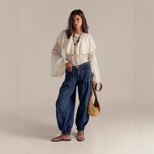 Damen Weite Hose mit praktischem Cargo-Schnitt
