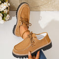 Damen modische Schnürschuhe mit robustem Profil und feinem Lederobermaterial
