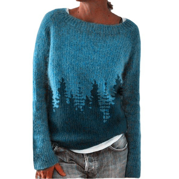 Damen nan gemusterter Norwegerstrickpullover mit weitem Rundhalsausschnitt und lässigem Oversize-Schnitt Shop Nory