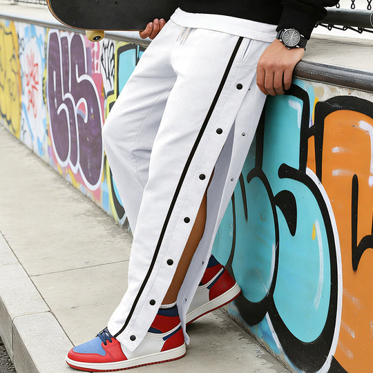 Herren Sportliche Snap-Trackhose mit seitlichen Druckknopfleisten und Tunnelzug Shop Nory