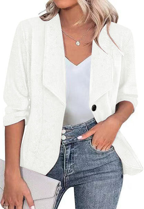 Damen Kurzblazer mit 3/4-Ärmeln, taillierter Silhouette und Ein-Knopf-Verschluss Shop Nory