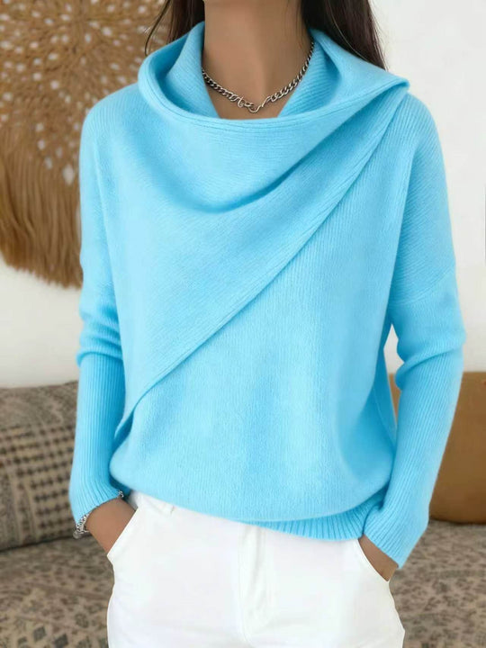 Damen Asymmetrischer Grobstrick-Pullover mit Schalkragen Shop Nory