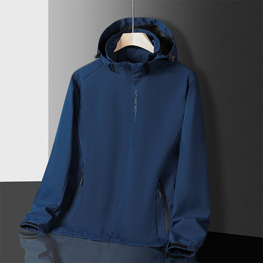 Herren leichter wasserdichter Softshell‑Hoodie mit Kapuze und Tarn‑Hex‑Alloverprint Shop Nory