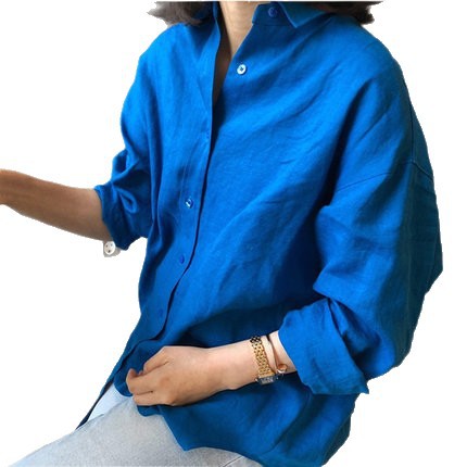 Damen Urbanes Oversize-Leinenhemd mit offenem Kragen und kastiger Silhouette Shop Nory