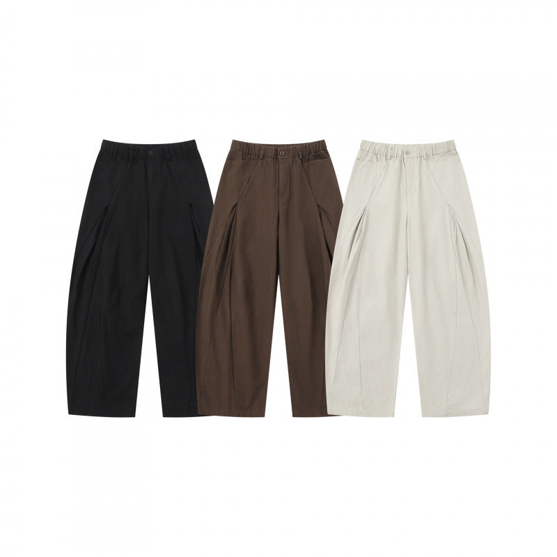 Damen Weite Culotte-Hose mit elastischem Bund, dekorativen Falten und geschwungenen Nahtdetails Shop Nory