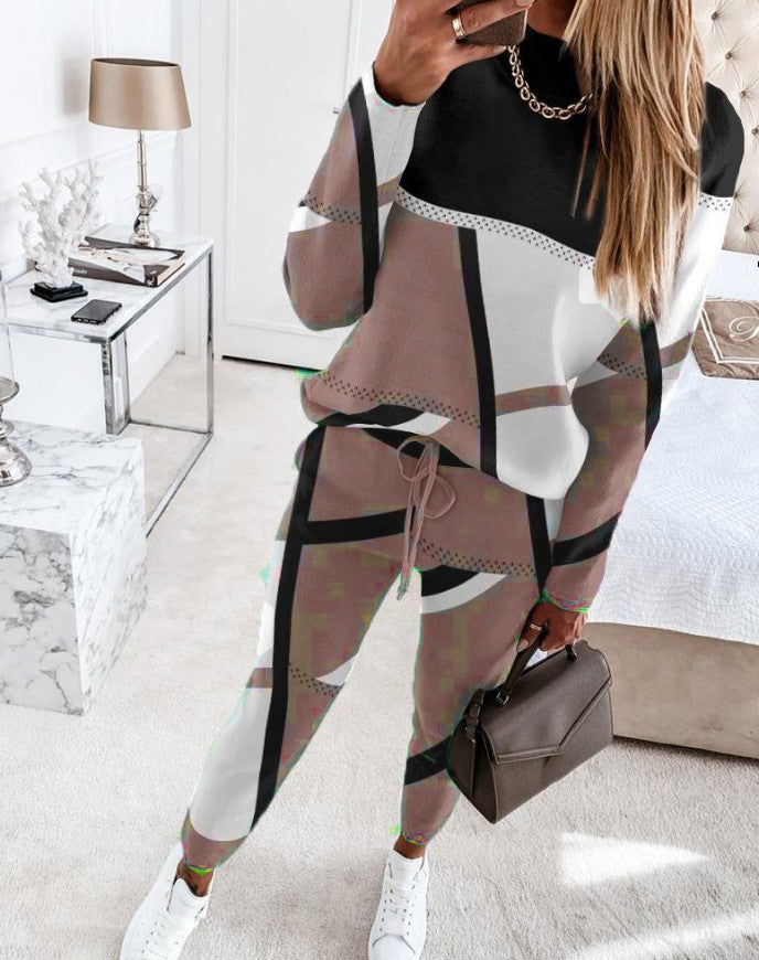 Damen nan gemustertes Freizeit-Set aus Sweatshirt und Jogginghose Shop Nory