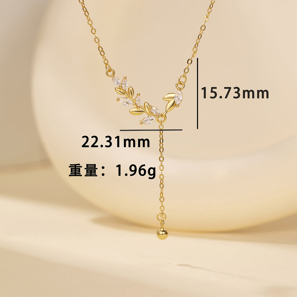 Damen elegante Halskette mit filigranem Blattdesign Shop Nory