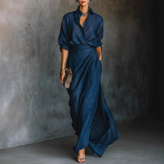 Damen Drapierter Maxi-Rock mit Wickel-Effekt und Crinkle-Textur Shop Nory