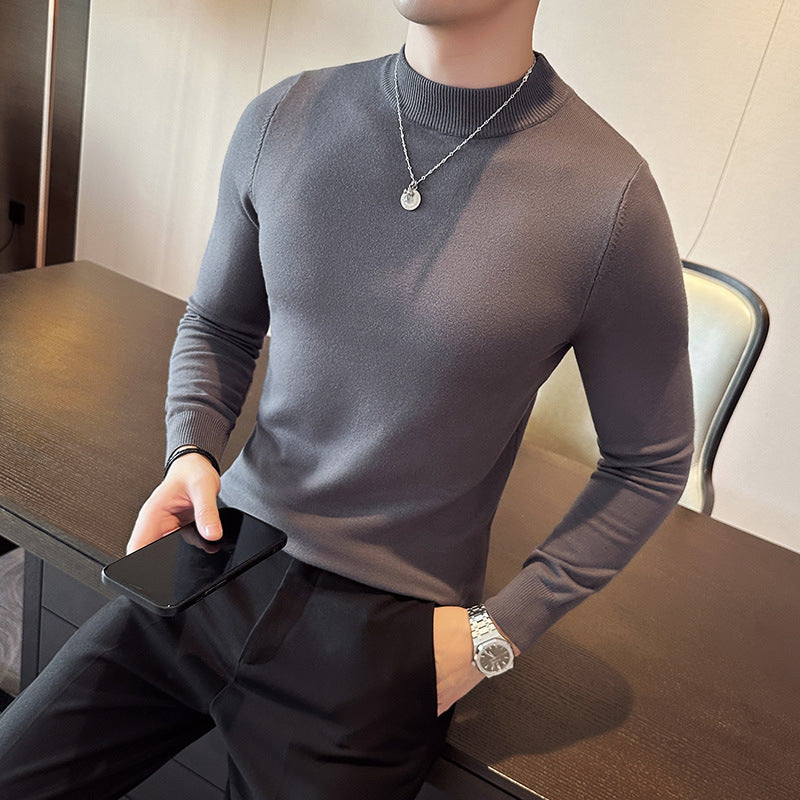 Herren modischer Pullover mit hohem Kragen und eleganter Passform