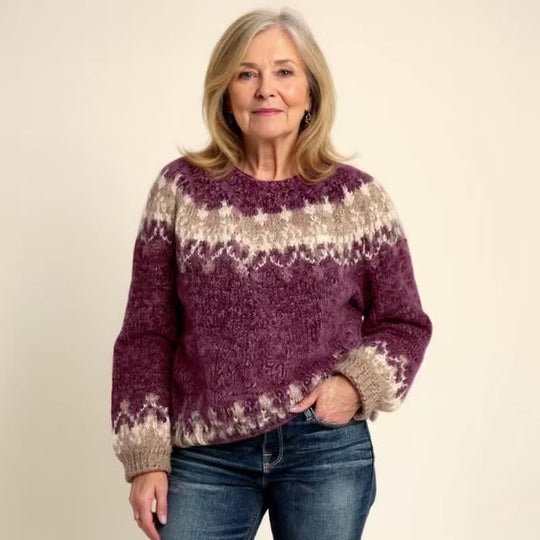 Damen nan kuscheliger Norweger-Strickpullover mit Stehkragen und Oversize-Passform Shop Nory