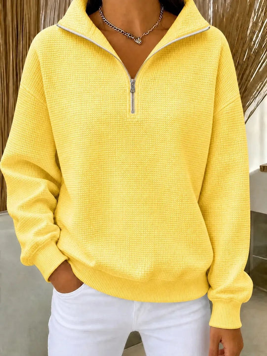 Damen Stepp-Fleece-Pullover mit halbem Reißverschluss und Stehkragen Shop Nory