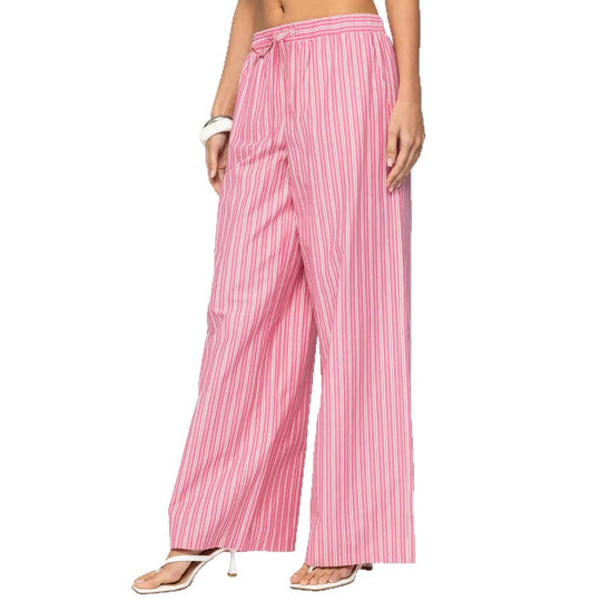 Damen Leichte Palazzohose mit weitem Bein, Tunnelzug und Eingrifftaschen Shop Nory
