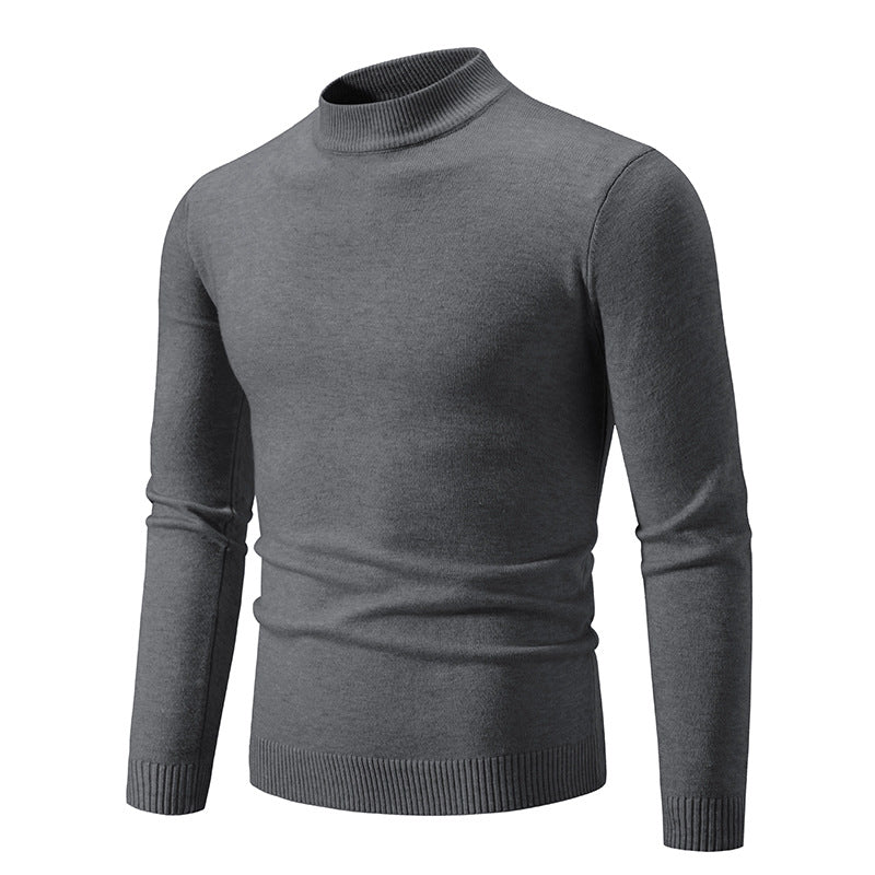 Herren Schmal geschnittener Feinstrick‑Mockneck‑Pullover mit geripptem Kragen und Saum Shop Nory