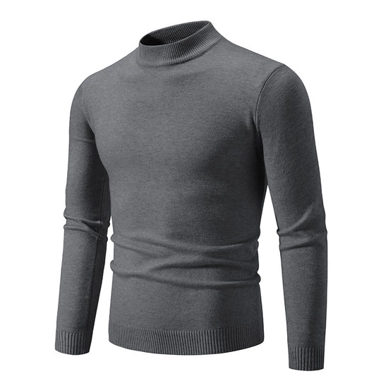 Herren Schmal geschnittener Feinstrick‑Mockneck‑Pullover mit geripptem Kragen und Saum Shop Nory