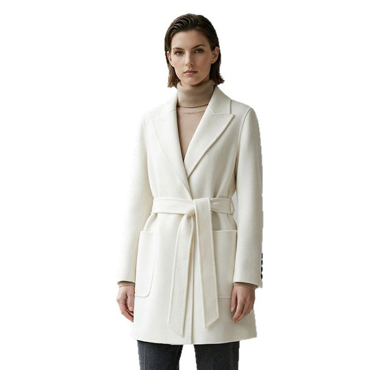 Damen Eleganter Wickelmantel mit Taschen und Gürtel Shop Nory