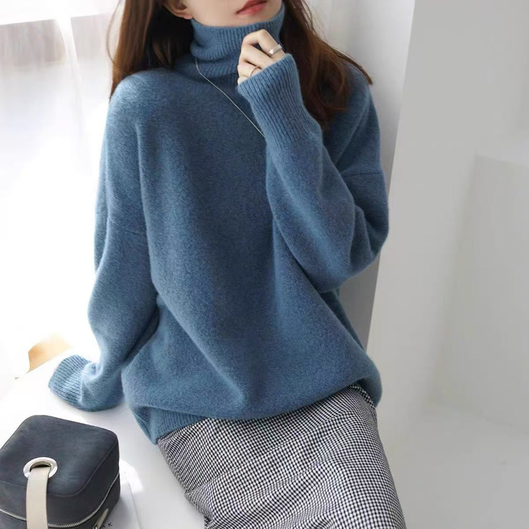 Damen Oversize Feinstrickpullover mit hohem Rollkragen und Seitenschlitzen Shop Nory