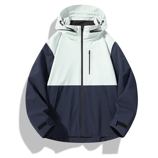 Herren Zweilagige wasserdichte Outdoorjacke mit Kapuze, Verschweißten Reißverschlüssen und Kontrastpaneelen Shop Nory