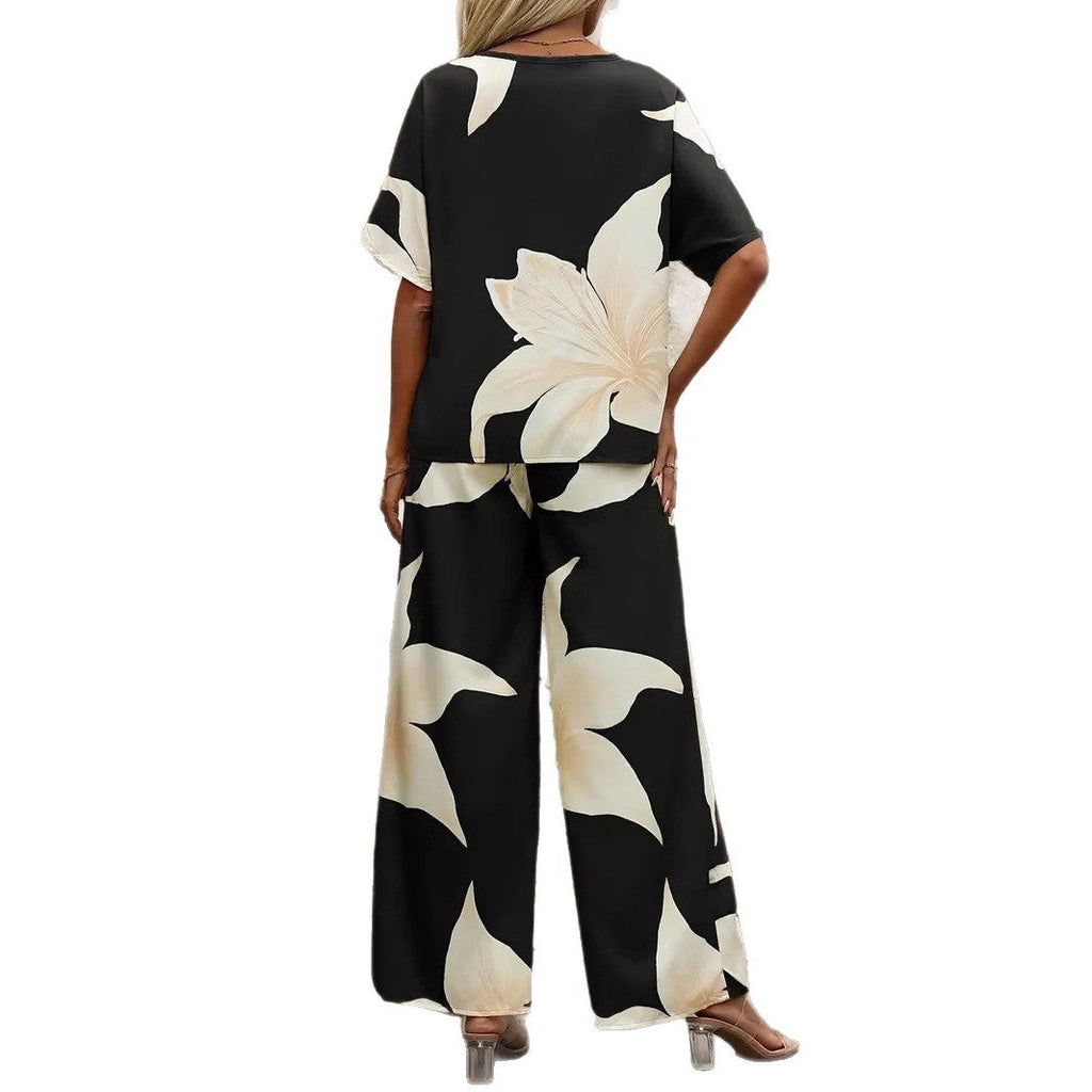 Damen Luftiges Zweiteiliges Set mit floralem Design und weitem Schnitt