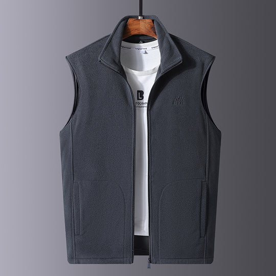 Herren Leichte Microfleece-Outdoorweste mit hochschließendem Stehkragen und verdecktem Reißverschluss Shop Nory