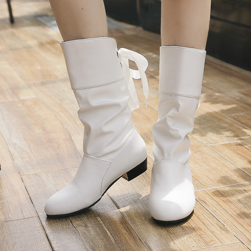 Damen Raffinierte Stiefel mit mittelhohem Schaft, weicher Raffung und dekorativer Schleifenbindung Shop Nory