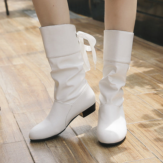 Damen Raffinierte Stiefel mit mittelhohem Schaft, weicher Raffung und dekorativer Schleifenbindung Shop Nory