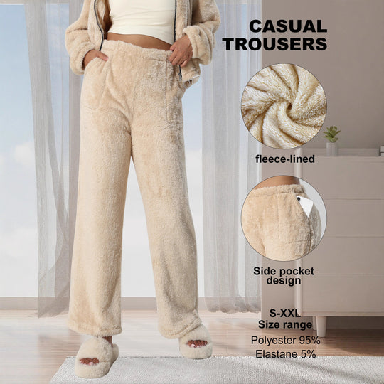 Damen Kuschelige Lounge‑Hose mit weitem Bein, Fleecegefüttert und Kordelzug Shopy Nory