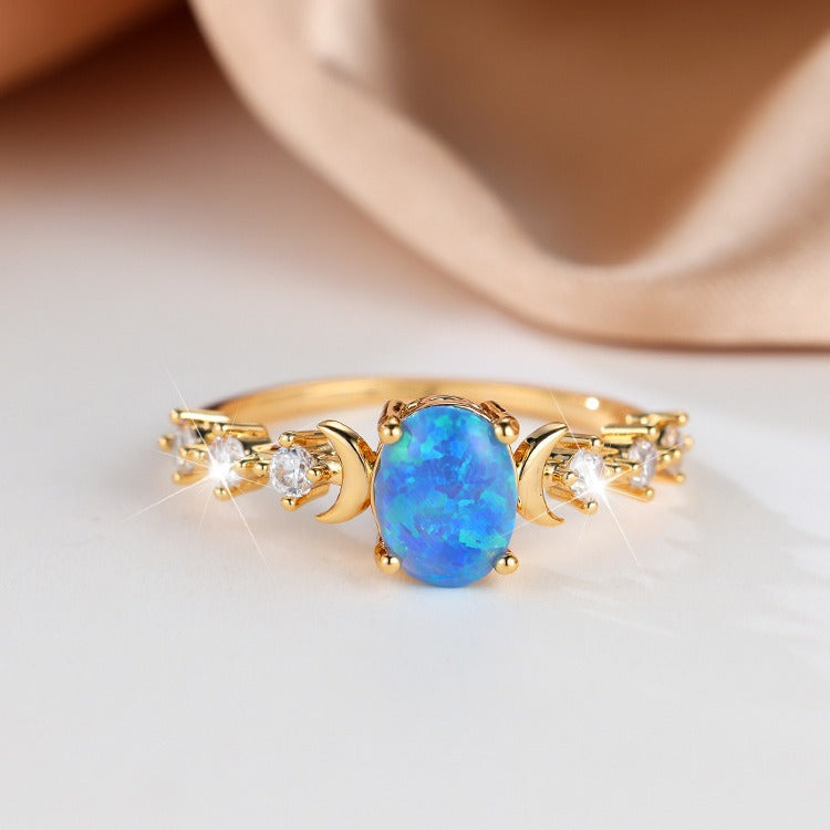 Damen Ring mit schimmerndem Opal und funkelnden Zirkonia-Steinen Shop Nory