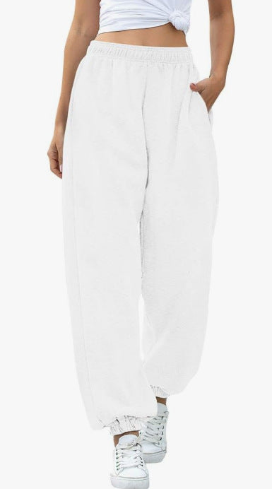 Damen nan weite High-Waist Jogginghose aus weichem Fleece mit elastischem Bund, Eingrifftaschen und engen Saumbündchen Shop Nory