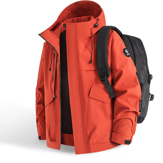 Herren technische Allwetterjacke mit praktischen Taschen und verstellbarem Kragen
