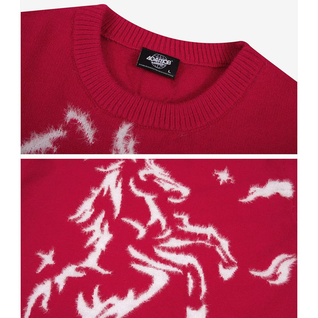 Damen Kuscheliger Oversized Pullover mit Einhornmotiv Shop Nory