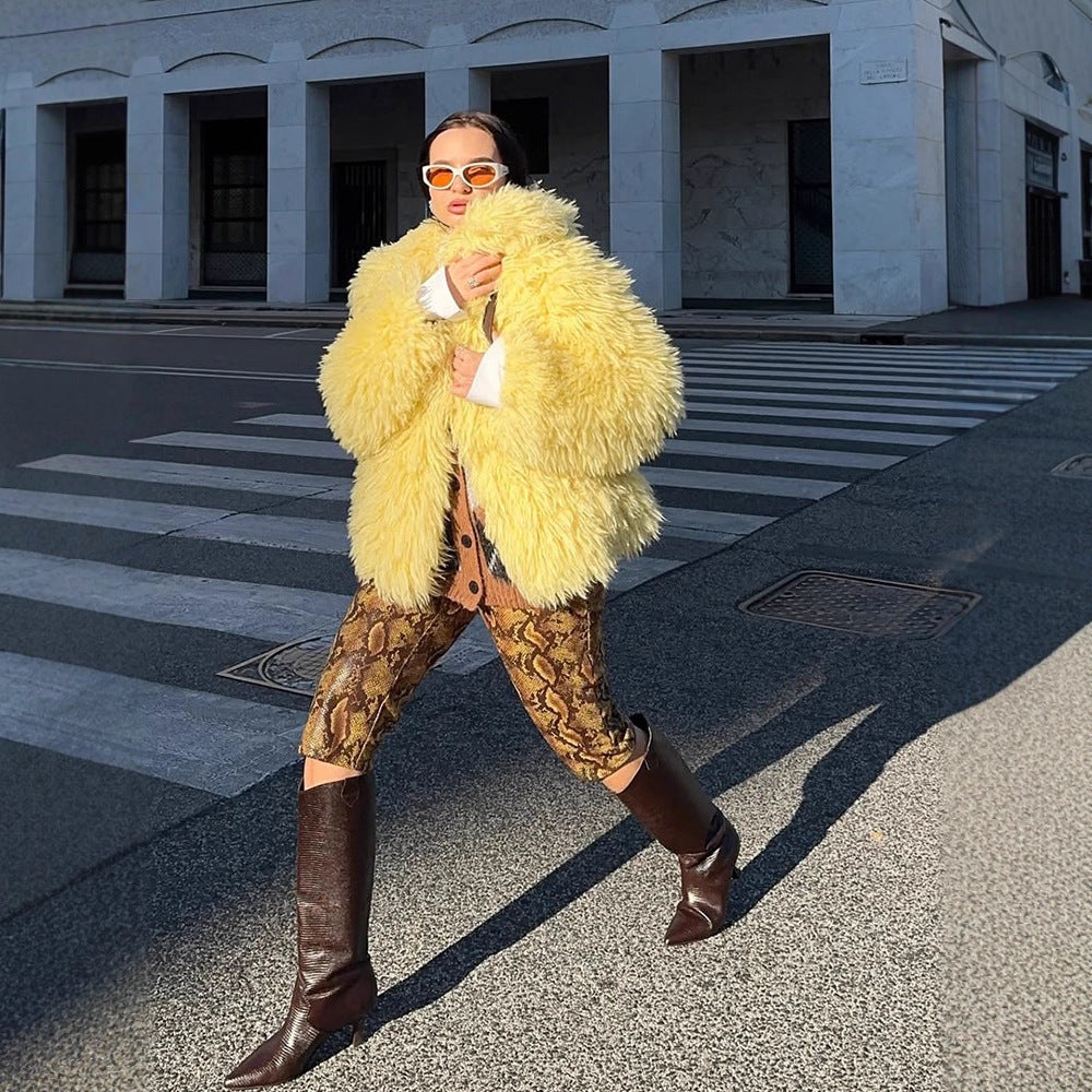 Damen Kunstpelzjacke