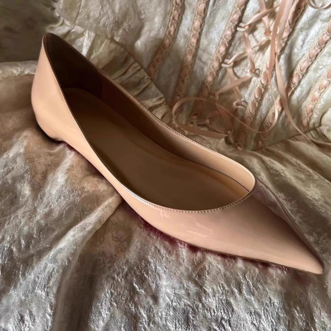 Damen Spitz zulaufende Lackleder-Ballerinas mit gepolsterter Innensohle Shop Nory