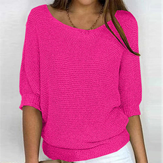 Damen nan legerer kastiger Feinstrickpullover mit weitem Ausschnitt Shop Nory