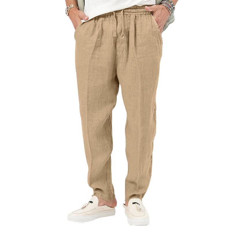 Herren nan lässige Leinenoptik Freizeithose mit elastischem Tunnelzugbund und schmal zulaufenden Beinen Shop Nory