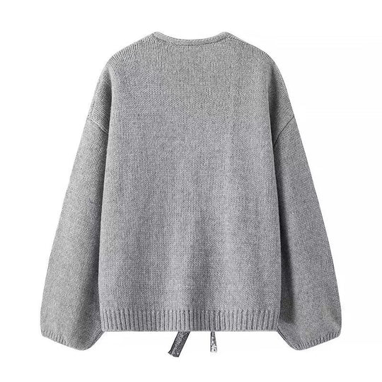 Damen Strickcardigan mit V-Ausschnitt und dreifachen Pailletten‑Schleifen Shop Nory