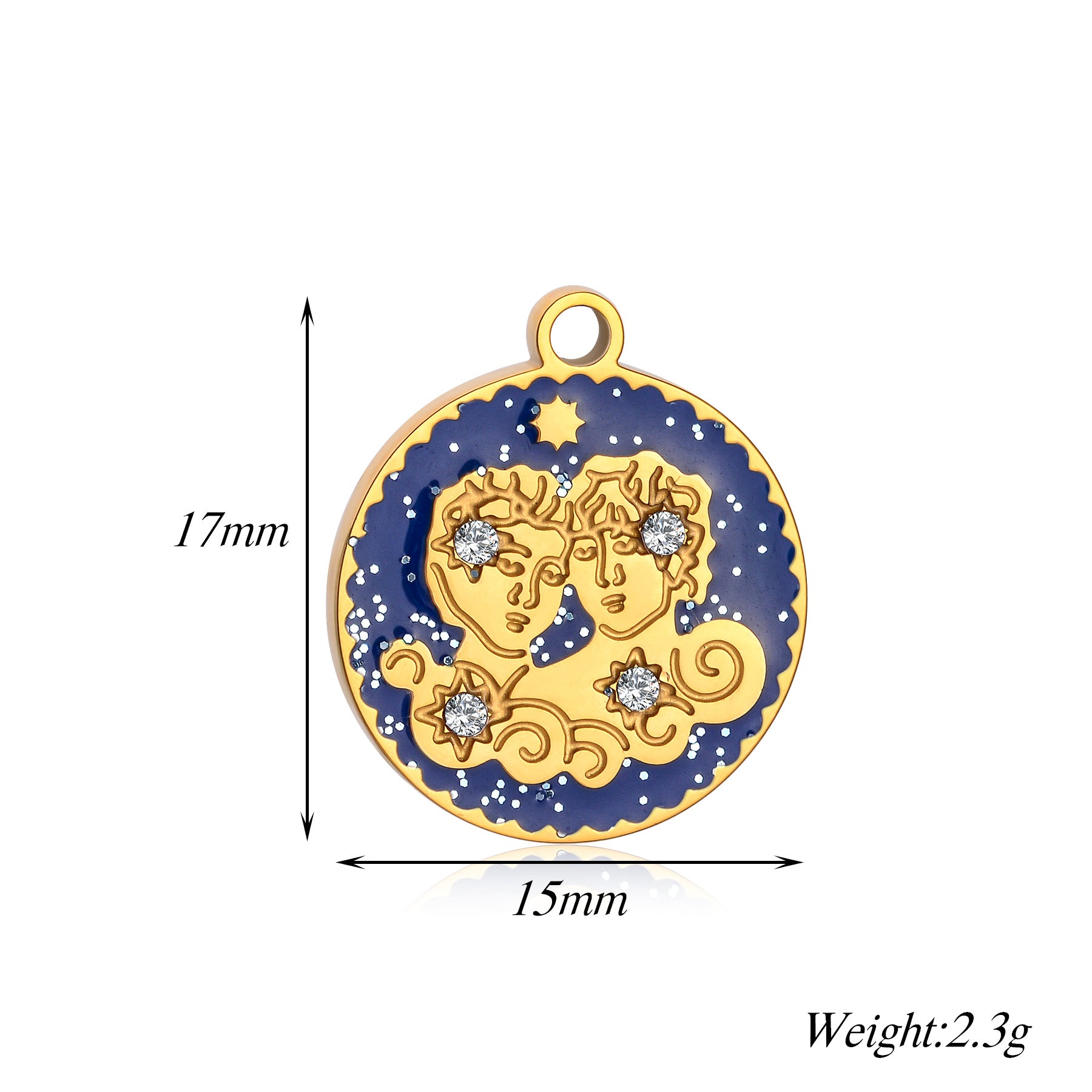 Damen Anhänger mit astrologischem Motiv und funkelnden Zirkonia Shop Nory