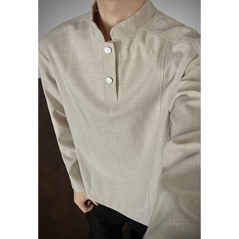 Herren Lässiger Longsleeve mit Stehkragen Shop Nory