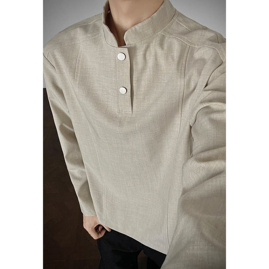 Herren Lässiger Longsleeve mit Stehkragen Shop Nory