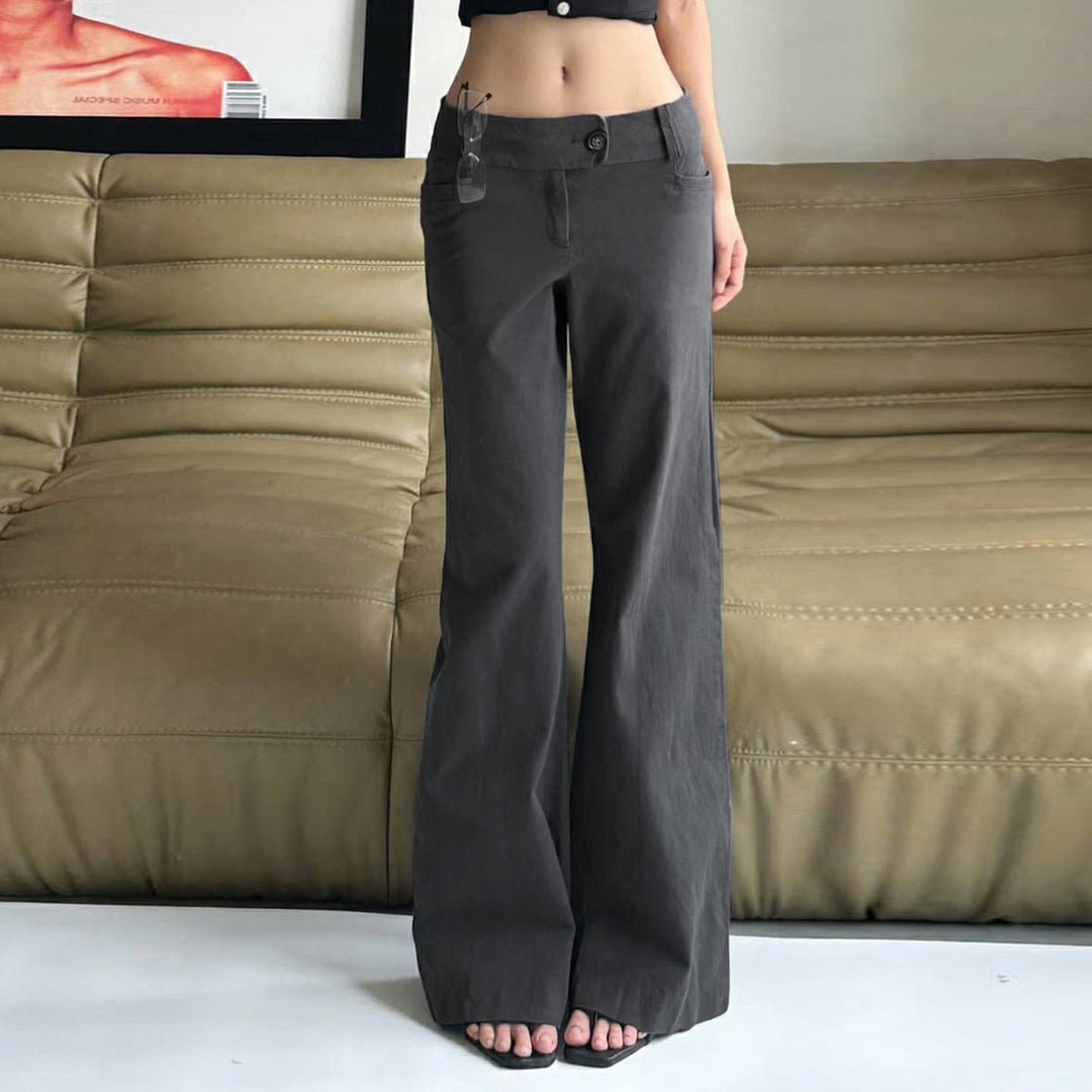 Damen Weite Flared-Hose mit hohem Bund und seitlichen Taschen
