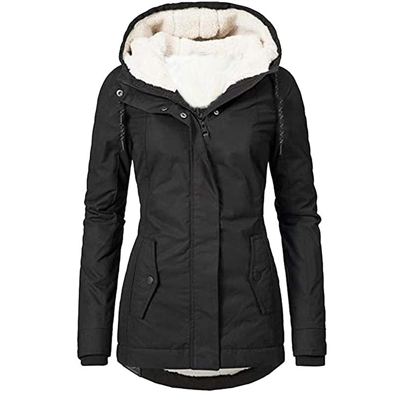 Damen Parka mit Teddyfutter, Kapuze und taillierter Silhouette Shop Nory