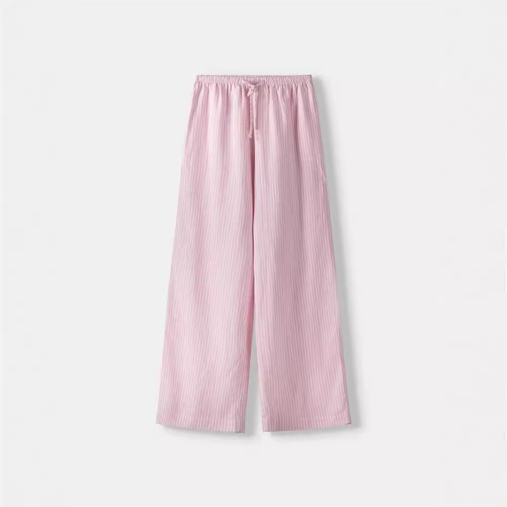 Damen Weite Sommerhose mit komfortablem Gummibund und Streifenmuster