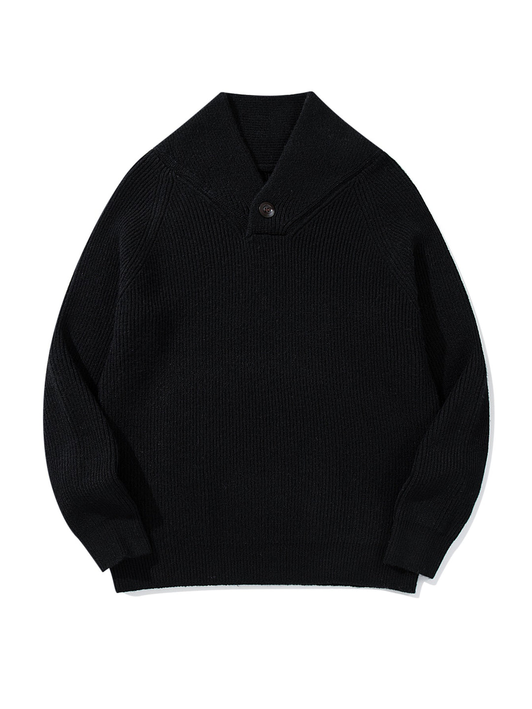 Unisex Gerippter Shawlkragen-Pullover mit Ein-Knopf-Detail Shop Nory
