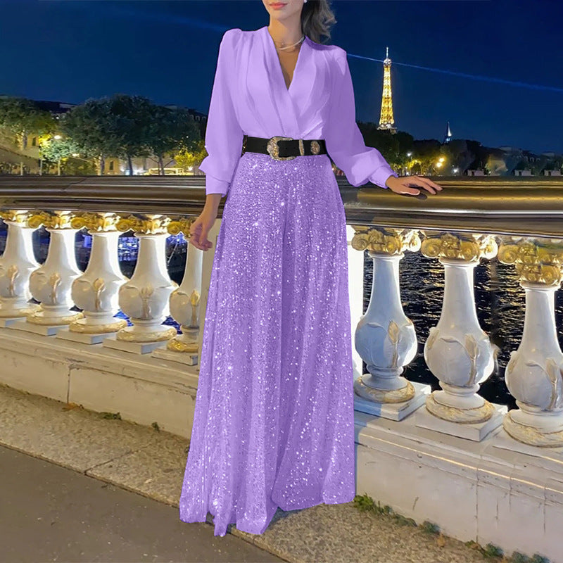 Damen Funkelndes Abendkleid mit elegantem Oberteil und glitzerndem Rock