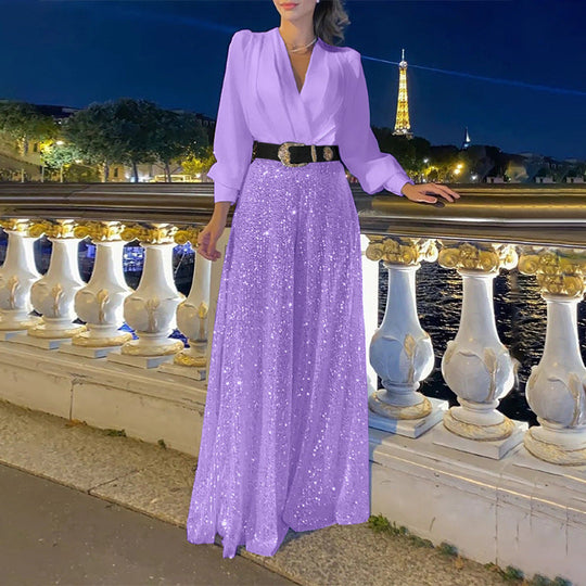 Damen Funkelndes Abendkleid mit elegantem Oberteil und glitzerndem Rock