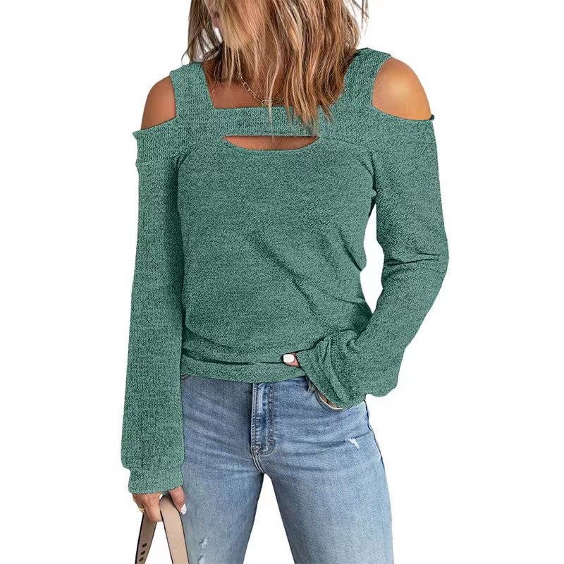 Damen lässiges Langarmshirt mit Cut-Out-Design