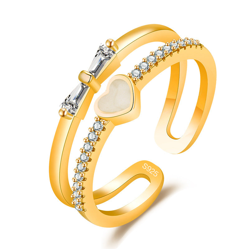 Damen Offener Ring mit funkelndem Herz-Design und Zirkonia-Besatz Shop Nory