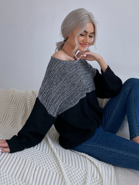 Damen Oversize Wollmix-Pullover mit Carmenausschnitt, Strukturstrick und lässiger Tunika-Silhouette Shop Nory