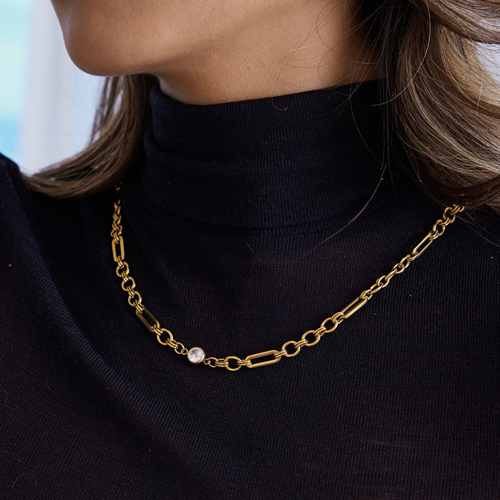 Damen Edelstahlkette mit funkelndem Zirkonia und verstellbarem Design Shop Nory