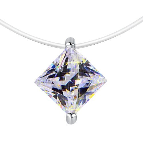 Damen Halskette mit diamantförmigem Kristallanhänger und goldfarbener Halterung Shop Nory